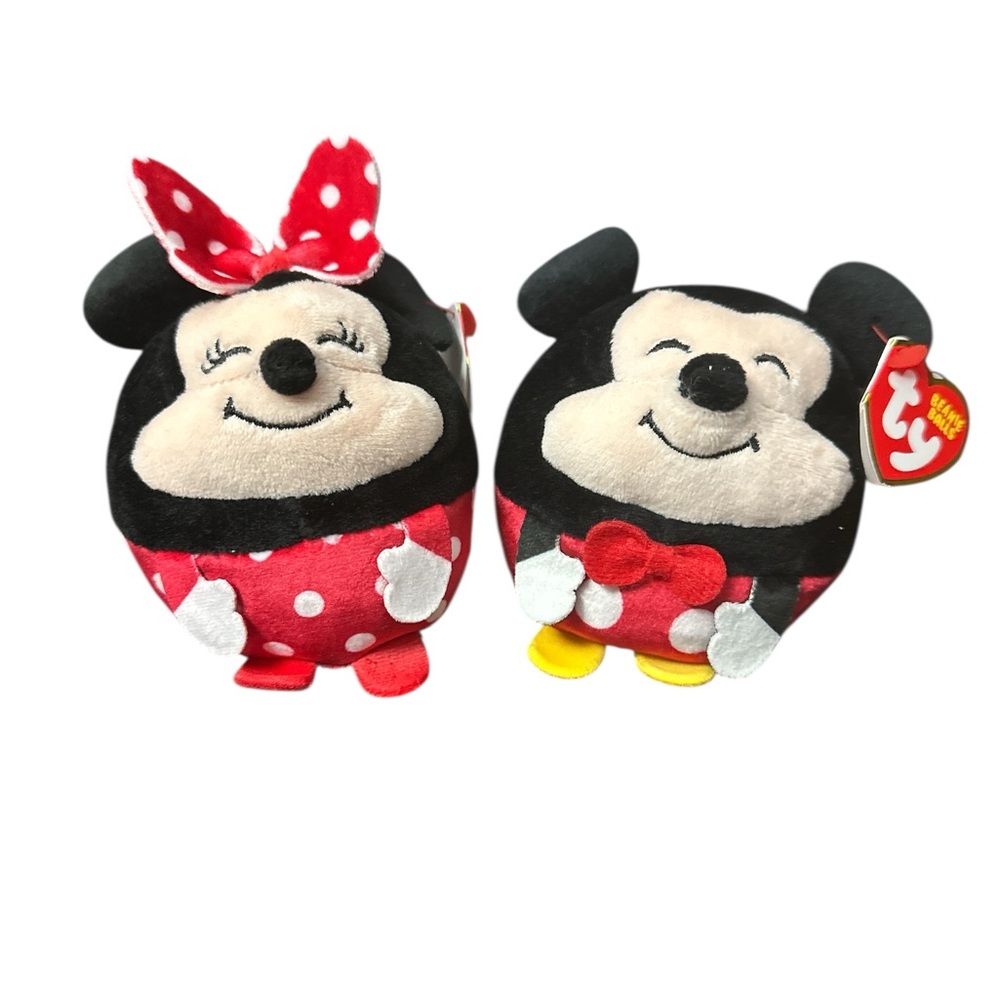 Ty + Disney Beanie‎ Ball Set of 2 Minnie and Mickey in Red and Black NWT